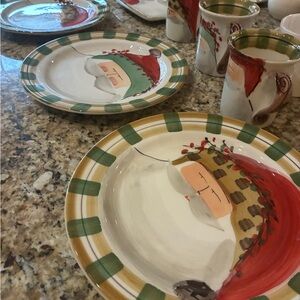 Vietri Santa Plaid Dinnerware Set - Green and Red